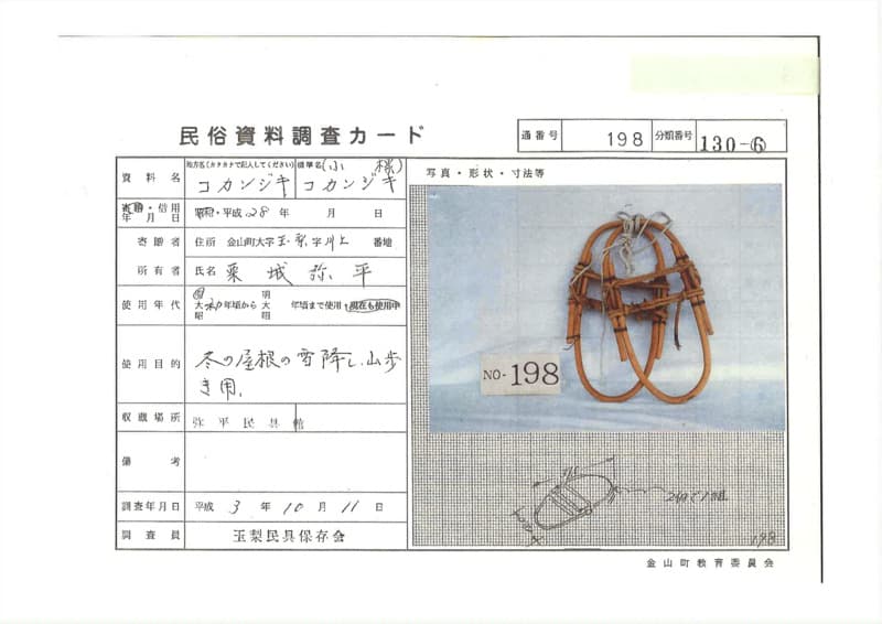 地方名:コカンジキ