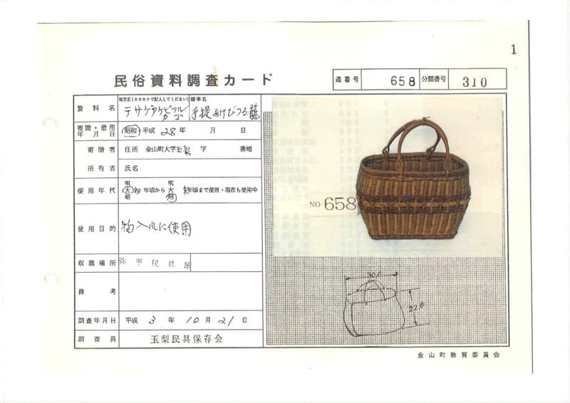 地方名:テサゲアケビツルカゴ