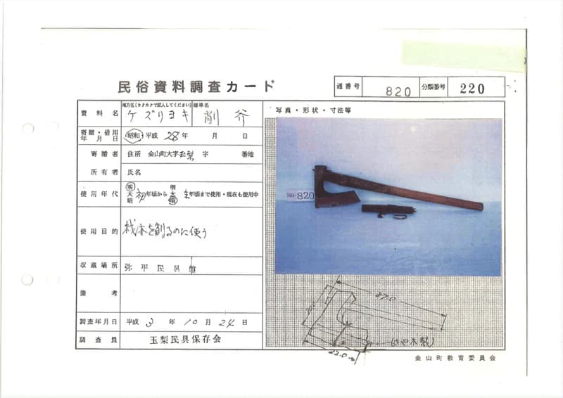 地方名:ケズリヨキ