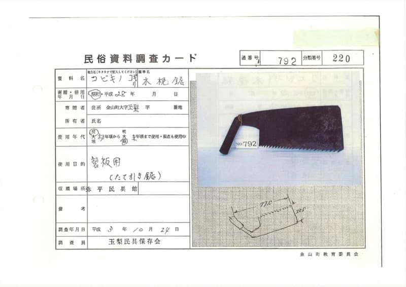 地方名:コビキノコギリ