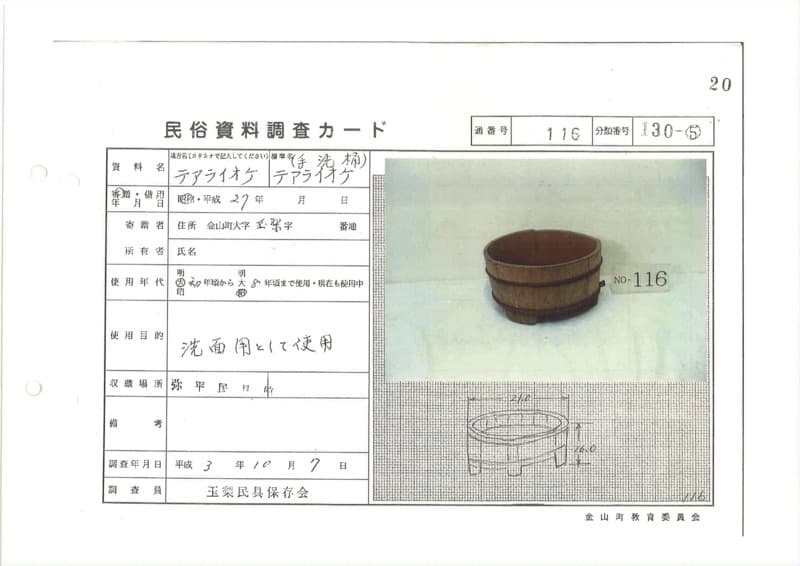 地方名:テアライオケ