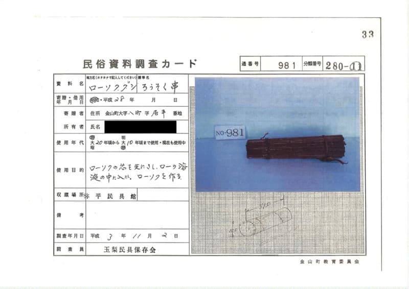 地方名:ローソクグシ
