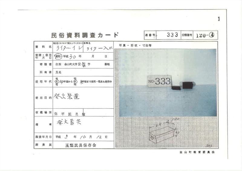 地方名:ライターイレ