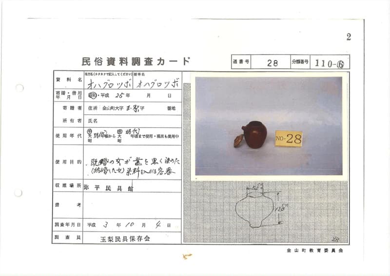地方名:オハグロツボ