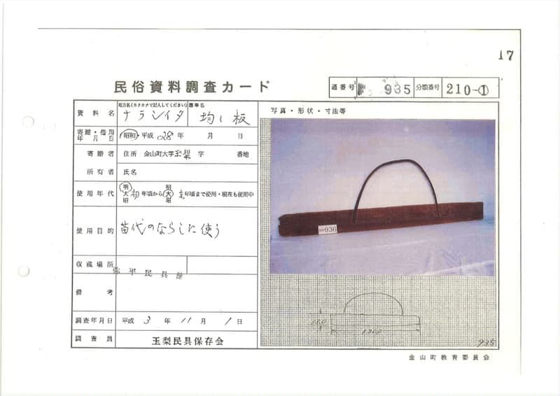 地方名:ナラシイタ