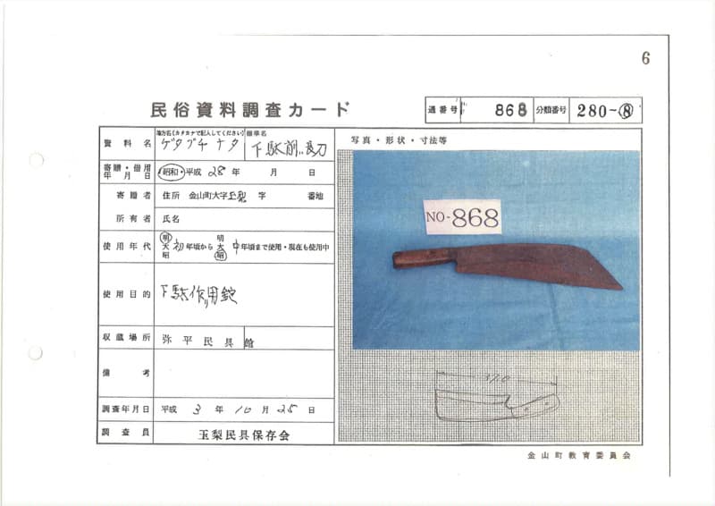 地方名:ゲタブチナタ